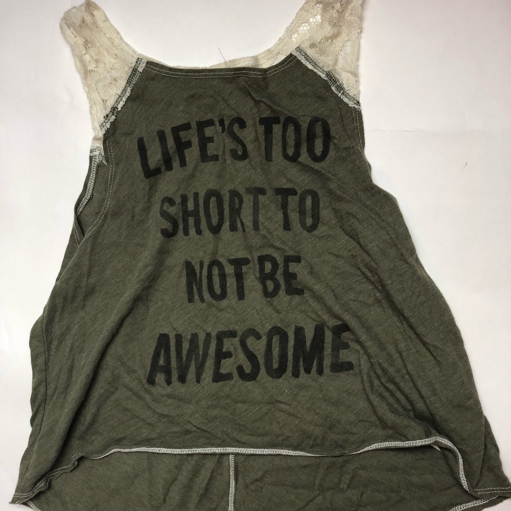 Green and lace tank top